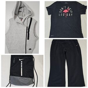 Nike Women’s Bundle Lot Size Medium Dri-Fit Tee Vest Crop Pants Elite Bag